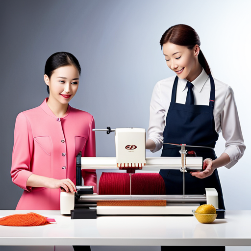 An image showcasing the Qx Knitting Machine in action, with its sleek design and advanced features on display