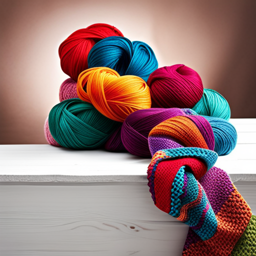 An image showcasing a vibrant knitted scarf with zigzag stitch pattern