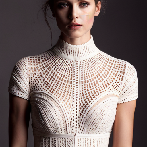 An image showcasing a skillfully knitted garment adorned with intricate patterns of delicate, perfectly aligned holes