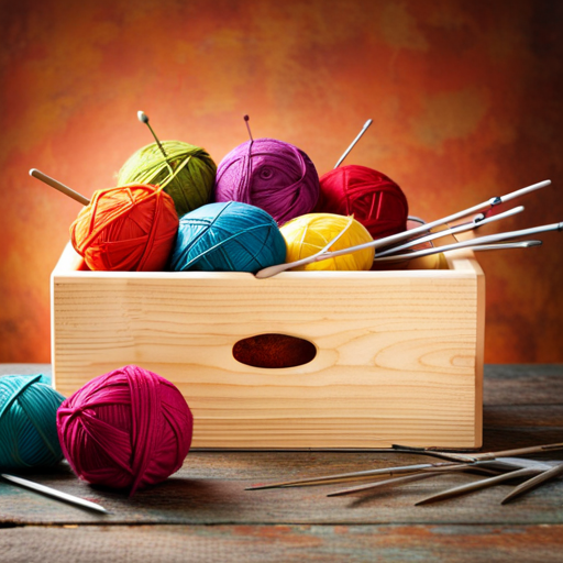 An image featuring a variety of knitting needles displayed side by side, ranging from thin and delicate to thick and sturdy, showcasing the different sizes and materials used in knitting