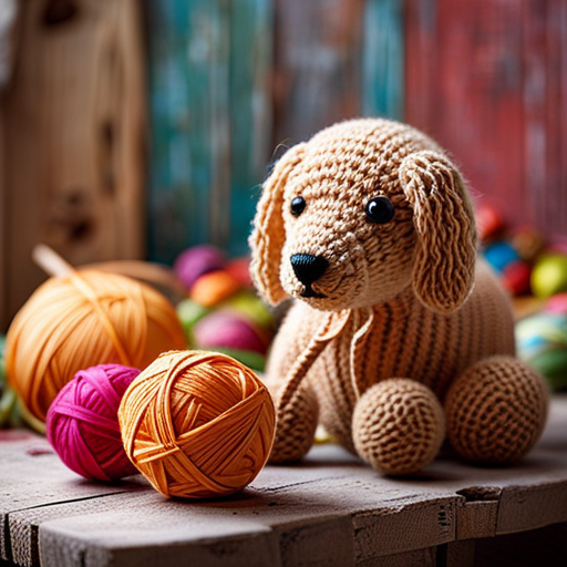 the charm of Crafty Companions: Knitting Patterns for Adorable Animals with an image of a cozy, rustic wooden table adorned with colorful balls of yarn, knitting needles, and finished knitted animal toys
