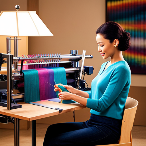 An image showcasing a cutting-edge electric knitting machine in action