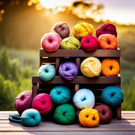 An image showcasing Knitting Network's DK Wool Collection: vibrant skeins of high-quality yarn in various colors, neatly arranged in a basket, with knitting needles nearby, ready to bring warmth and creativity to your next project